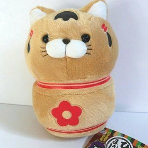 Amuse Ninja Cat Plush Ginger Kokeshi Doll 8"